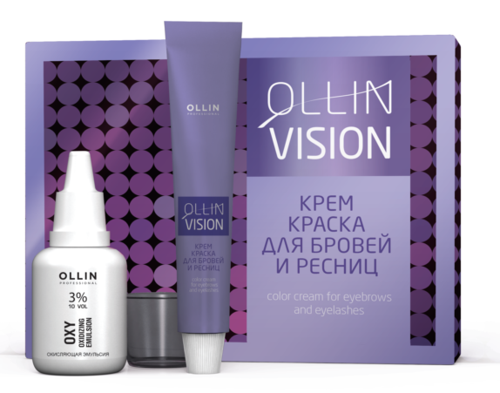 Крем-краска для бровей и ресниц в наборе, черный / OLLIN VISION SET black 20 мл